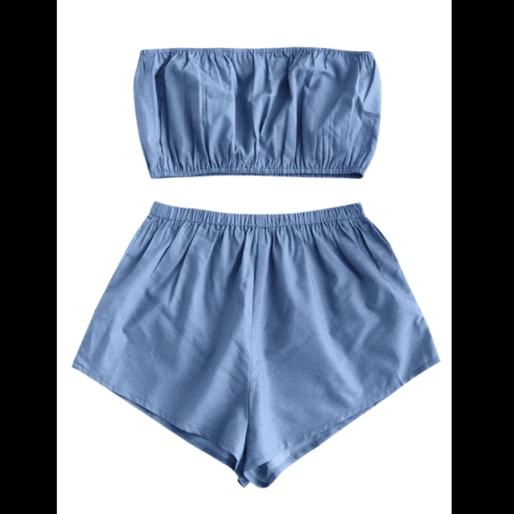 2 piece matching set crop top and shorts